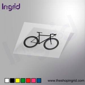Vista de una pegatina decorativa con el diseño de una Bicicleta, en varios colores.