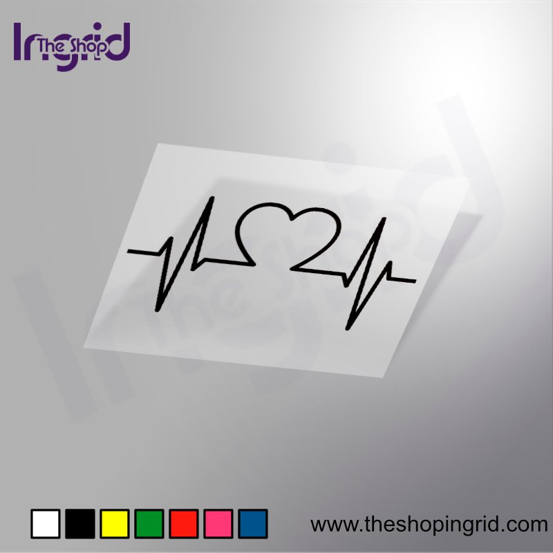 Vista de una pegatina decorativa con el diseño de un Electro y una forma de un Corazón en varios colores.