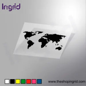 Mapa del Mundo en vinilo decorativo – diseño de silueta del mapamundi en TheShopIngrid