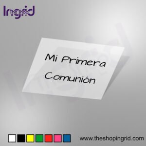 Pegatina de vinilo "Palabras Mi Primera Comunión" con diseño especial para recuerdos y decoraciones.